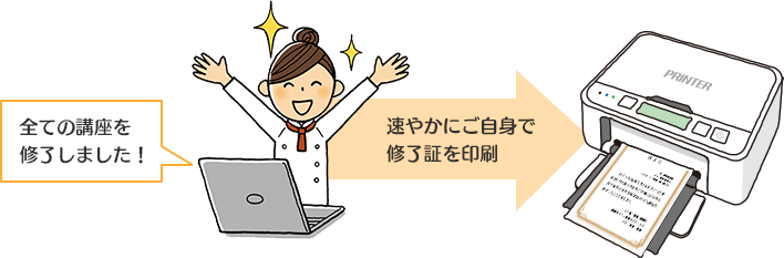 食品衛生責任者養成講習会と同じ修了証を発行
